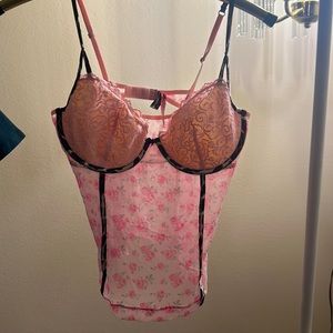 Lace and Mesh Betsey Johnson Corset Bustier Nightwear